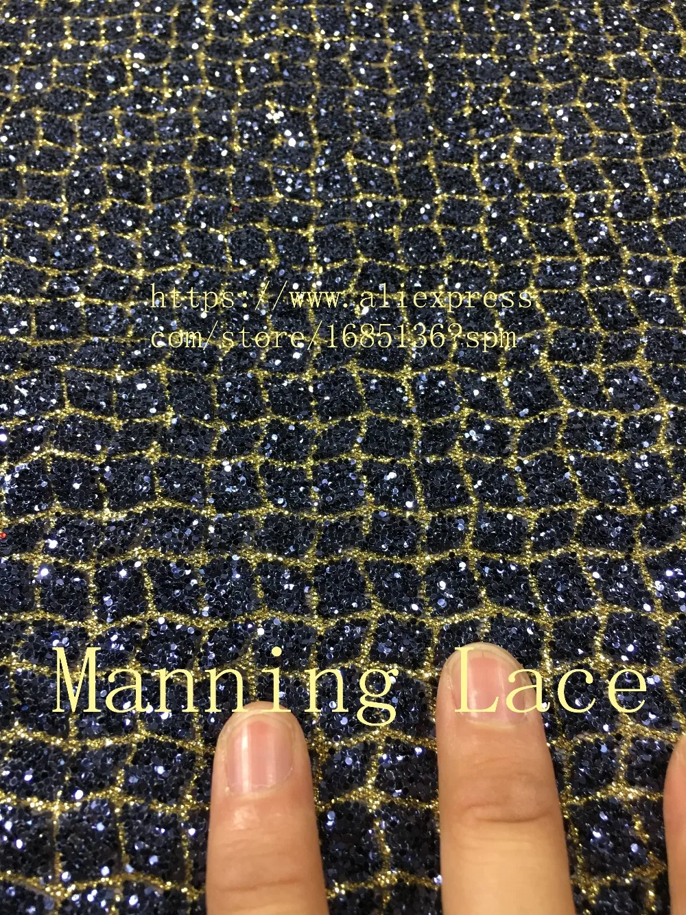 

Manning-88051 embroidered mesh material glitter hot sale French net lace fabric with glued glitter