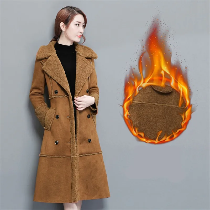 OLGITUM 2019 Lambskin coat female coat female long section thicker deerskin jacket winter jacket women CC518