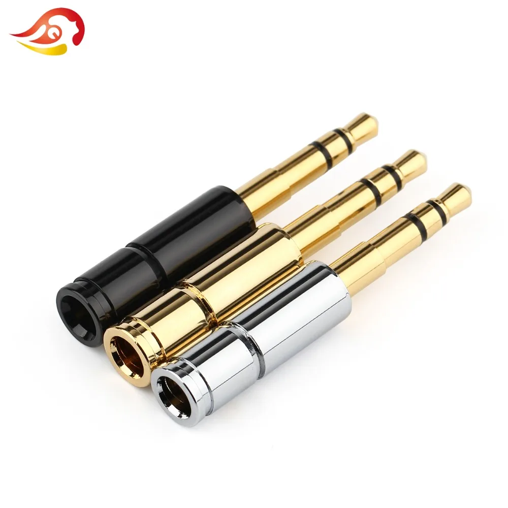 QYFANG 3.5mm 3 Pole Earphone Audio Jack DIY HiFi Headphone Plug Metal Alloy Splice Adapter Gold Plated Solder Wire Connector