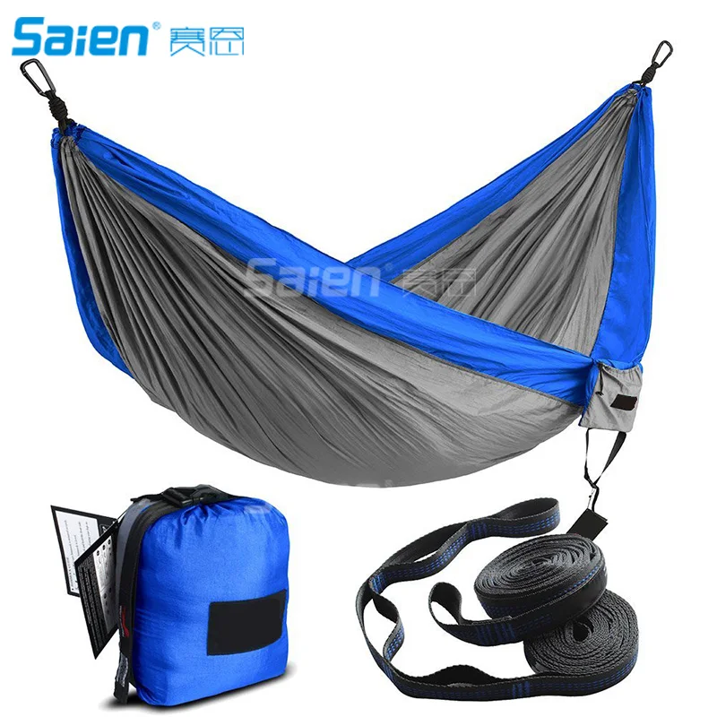 118''X78'' Double Camping Hammock, Portable Parachute Nylon Hammock with Tree Straps for Backpacking, Camping, Hiking, Travel