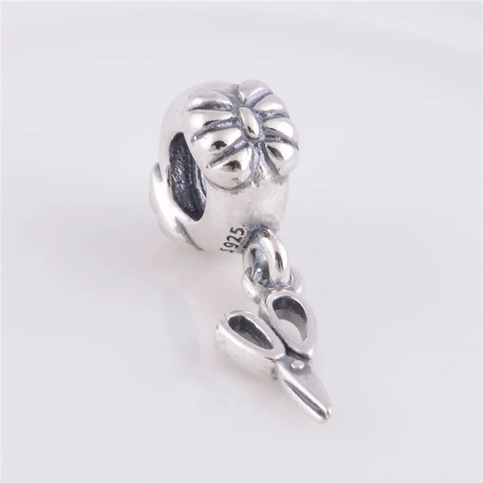 

100% 925 Silver Threaded Charms Scissors Silver beads Dangle charm Fit Original Pandora Charms Bracelet DIY Women Jewelry LW235