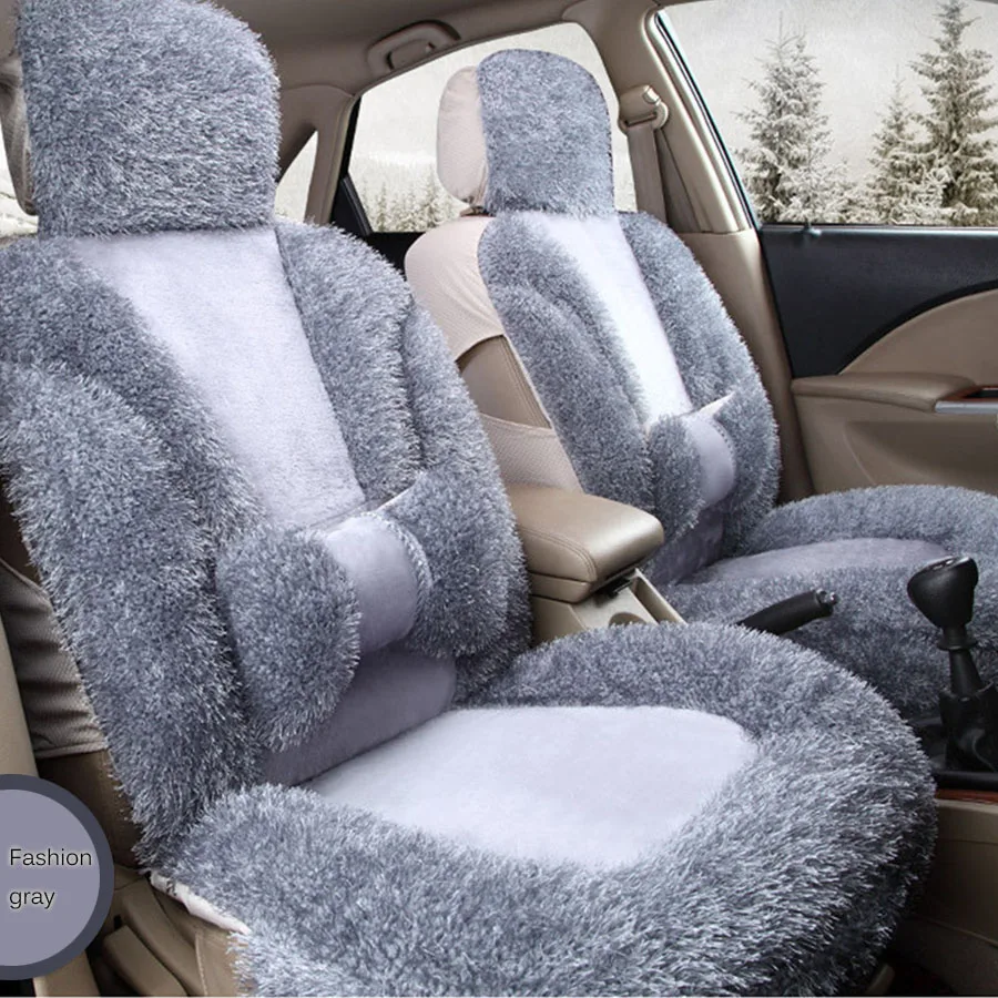 Front+Back Plush Winter Car Seat Cover Set For Most Cars Model Automobiles Seat Covers Car Seats Protector Auto Interior