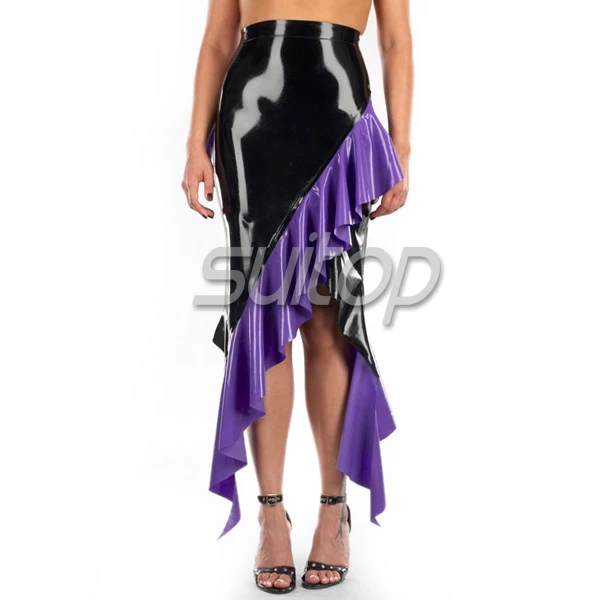 Latex Rubber mermaid Dress sexy club long dresses longuette purple color eveningwear evening clothes