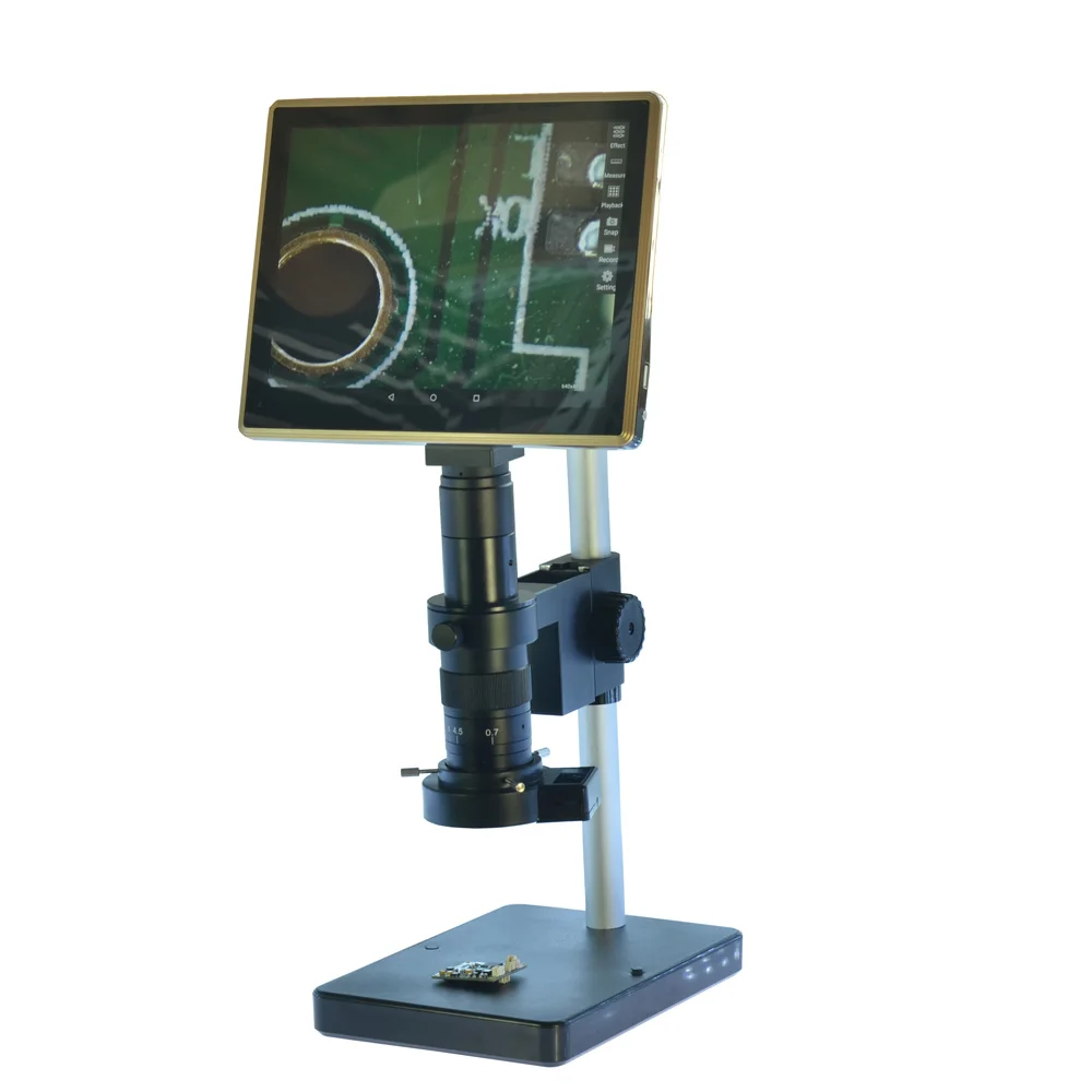 HDMI USB Microscope Camera Android System 5MP Touch Screen Tablet Digital Microscope Camera Table Stand 180X C-mount Lens