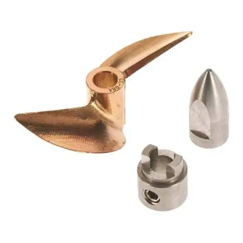 

HR CNC Machined Brass Propeller and Stainless Steel Conical M4 Propeller Nut and Drive Dog for Traxxas Spartan Boat