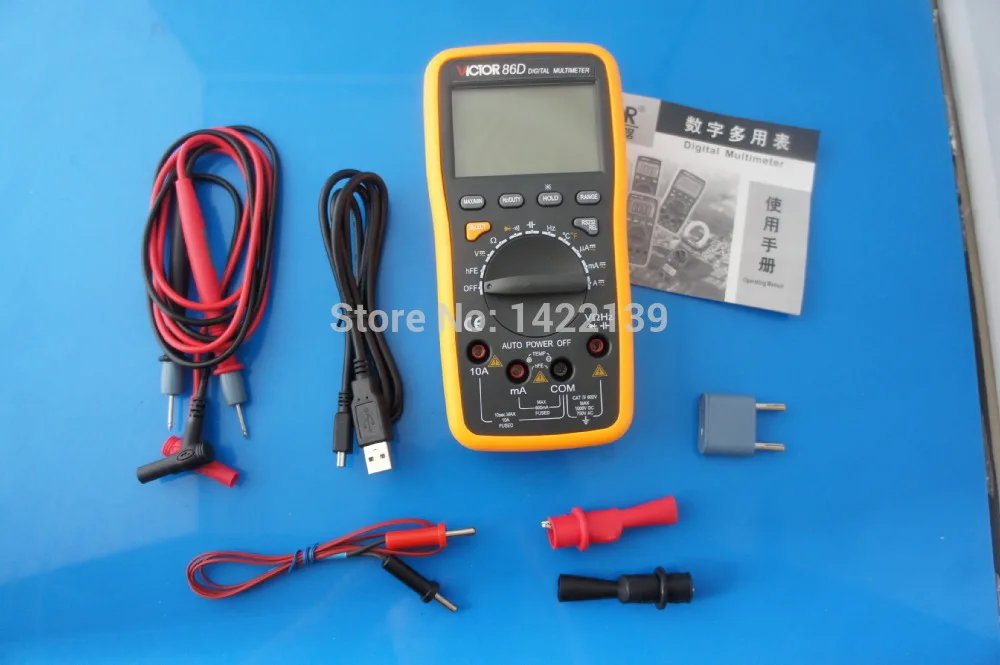 

VICTOR 86D LCD Digital Multimeter Auto range Voltmeter Resistance Capacitance Tester Meter AC DC with USB interface