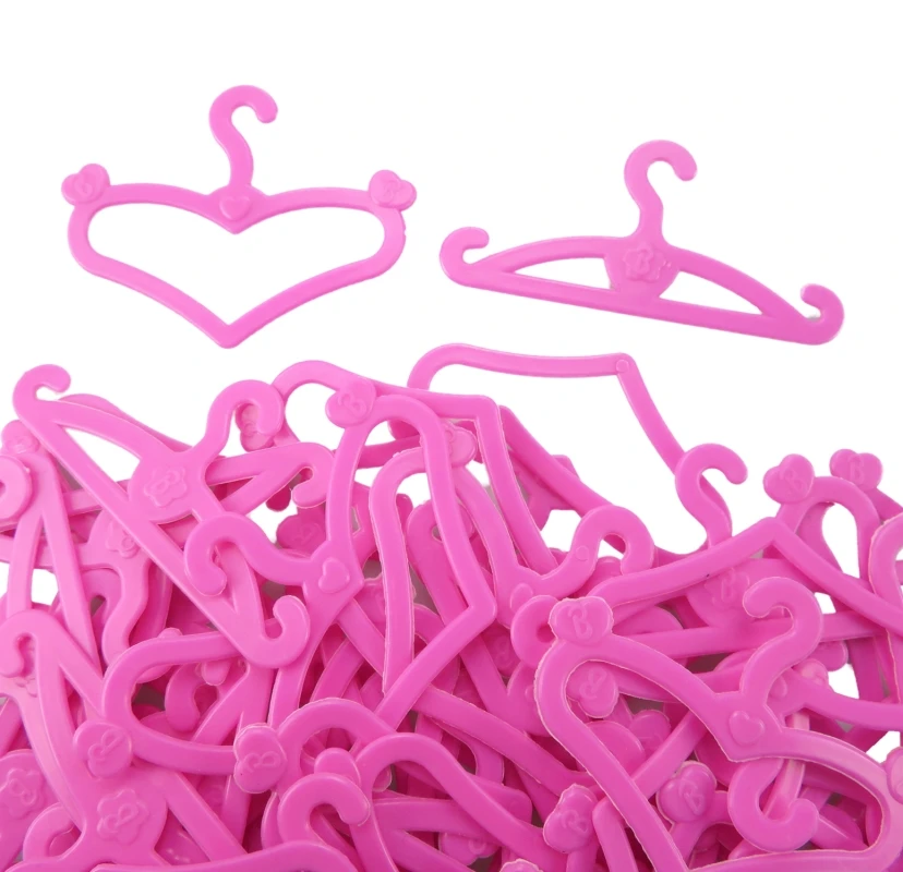 20 Pcs/Lot Cute Doll Accessories Pink Mix Plastic Hangers Doll Clothes Pretend Play House Girl Toys Gift for Barbie Accessories