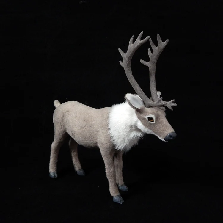 

plastic&furs reindeer 25x24cm artificial christmas deer handicraft prop home decoration gift d2290
