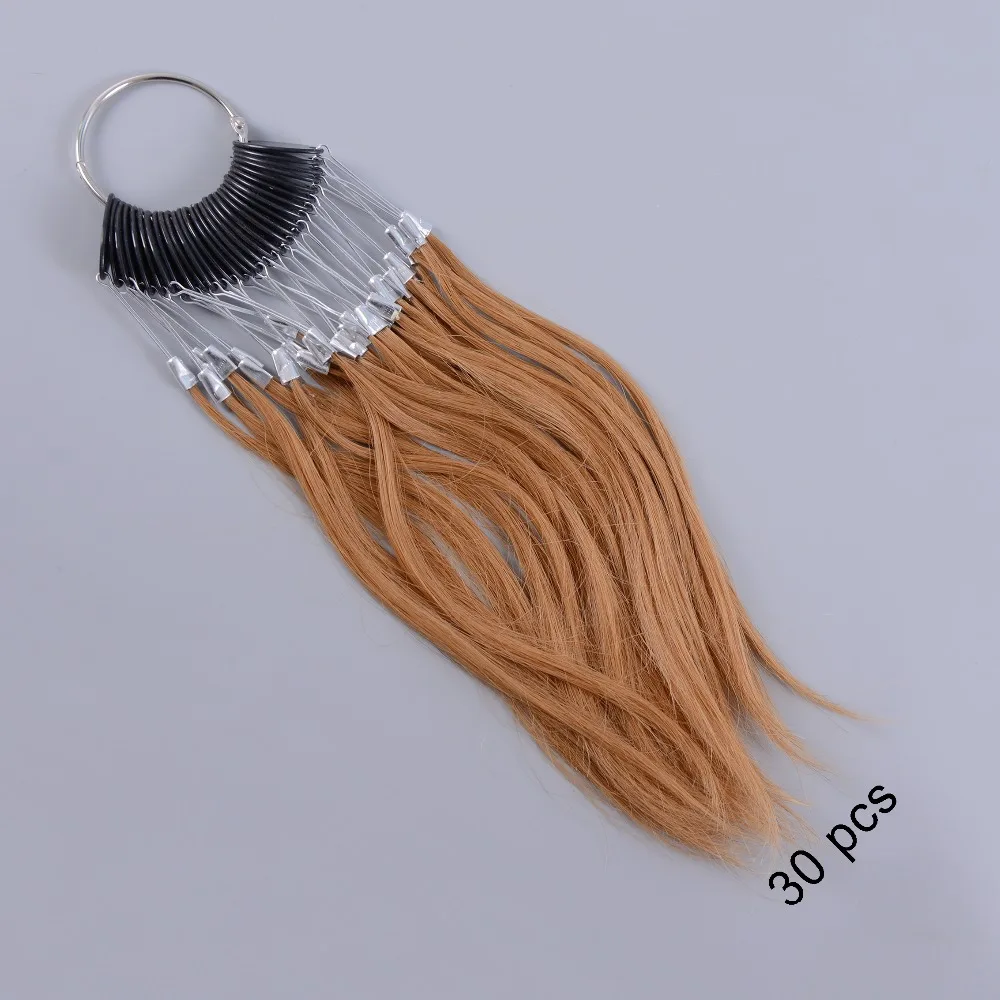 30Pcs/Set 100% Human Virgin Hair Light Brown Color Ring  for Human Hair Extensions and Salon Hair Dyeing Sample