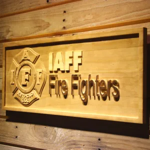 IAFF Fire Fighters Fireman Beer 3D Wooden Bar Signs