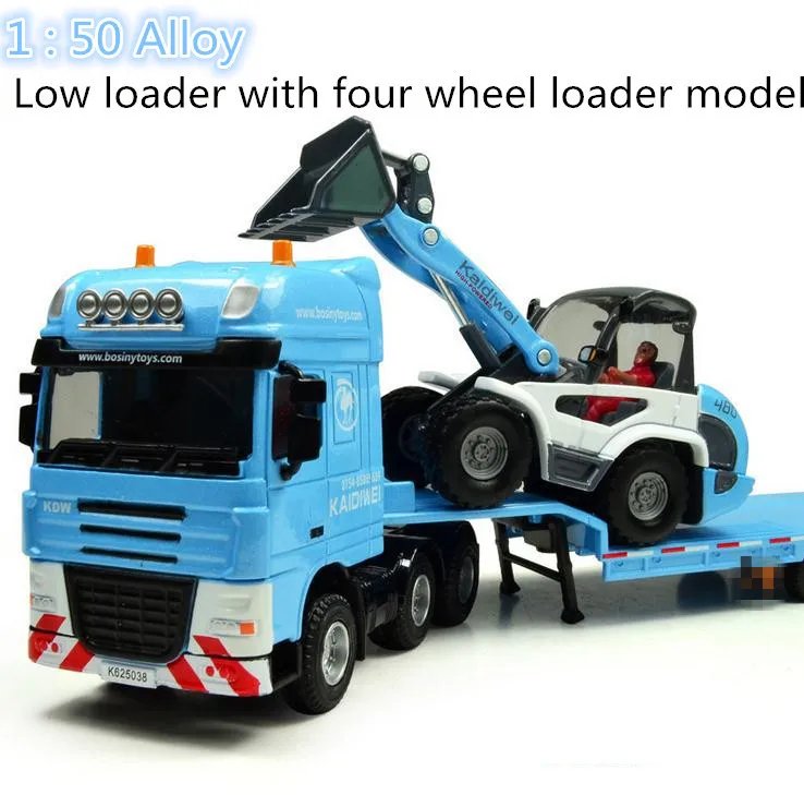 Free shipping ! 1 : 50 alloy slide toy models construction vehicles,Low loader with four wheel loader model,Children\'s favorite