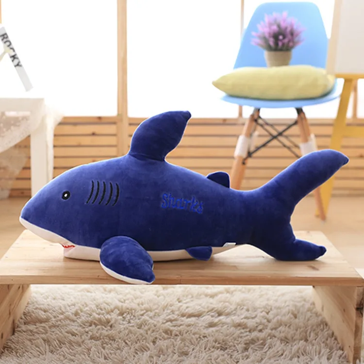 big size plush blue shark toy cute dark blue shark doll gift about 80cm