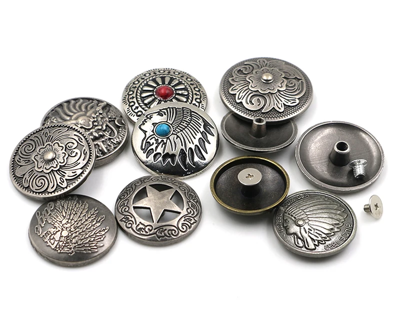 Metal Buttons Snap Button Silver  Nail Rivet With Bead Decoration for Leathercraft Bag Snap Fastener Leather Sewing wallet acces