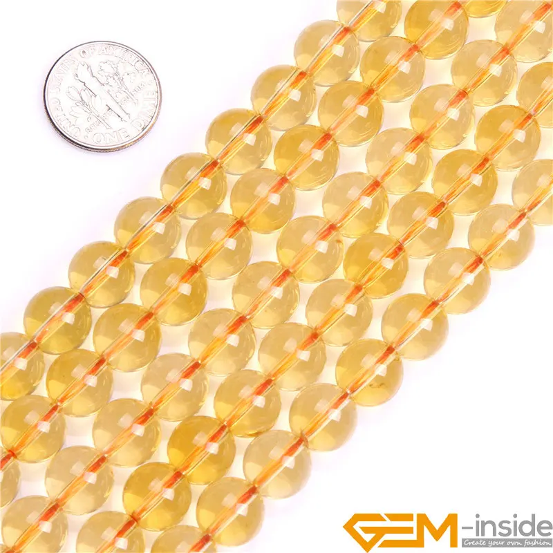 Yellow Citrines Round Loose Beads For Jewelry Making Strand 15\