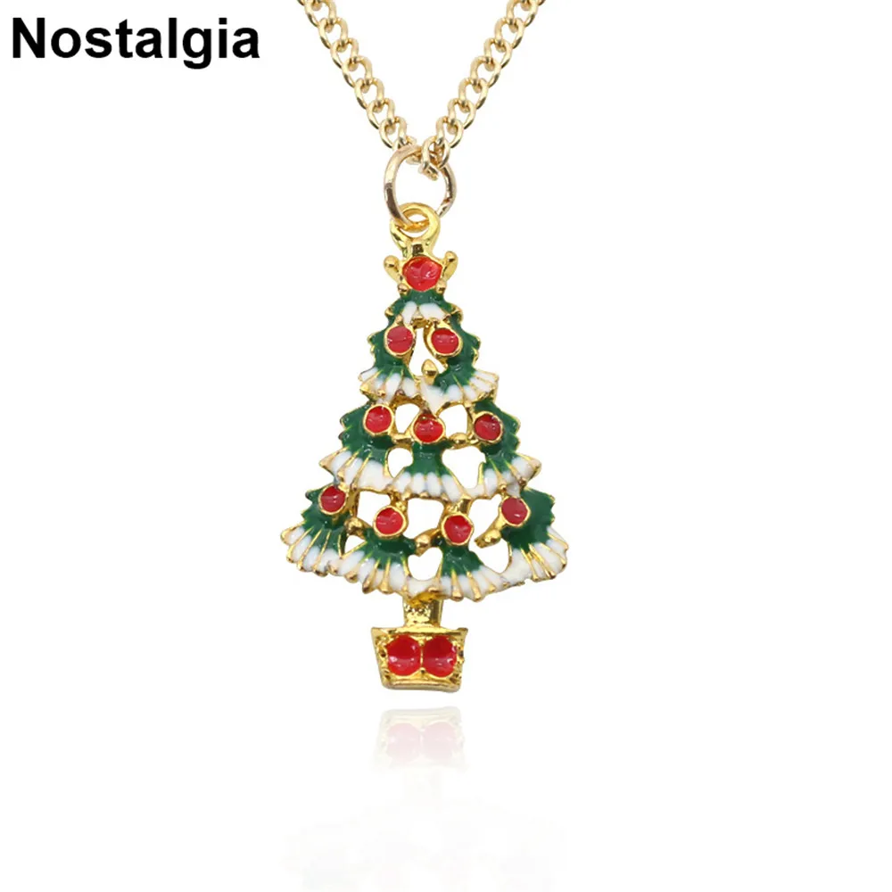 Nostalgia Enamel Christmas Tree Necklace Top Selling Colorful Christian Jewelry Making Fashion