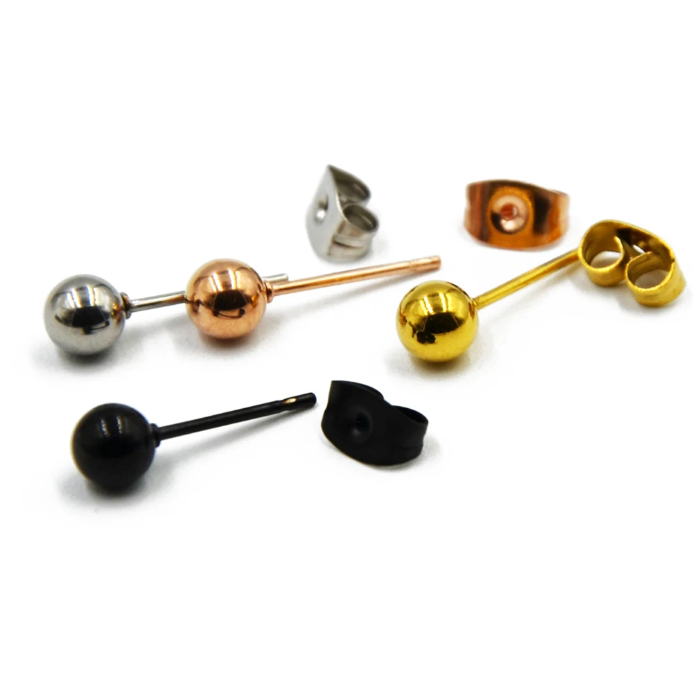 2PC 20g Surgical Steel Silver color,Black,Gold&Rose Gold Color Ball Stud Earrings Punk Ear Tragus Ear Piercing Fake Taper