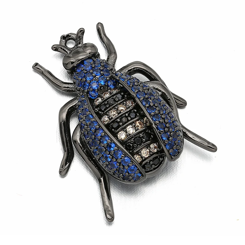 22*23mm Best Quality Brass Cubic Zirconia Beetle Charms Pendants Diy Jewelry Findings, Mixed Color, Hole: 1.2mm, Model: VD288