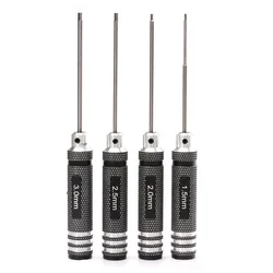 En Kaliteli Titanyum Nitrür TiNi Hex Sürücü Anahtarı Tornavida 4 Parça Set 1.5mm/2mm/2.5mm/3.0mm RC Helikopter Için