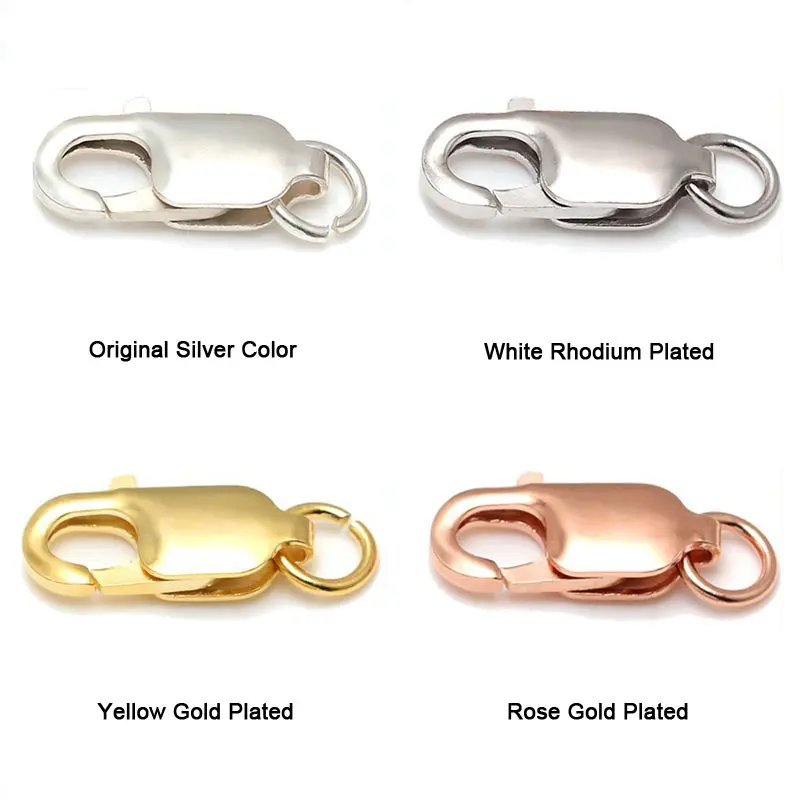 8mm-16mm 5 Sizes 925 Sterling Silver Lobster Clasps With Jump Rings 4 Colors DIY Silver Jewelry Accessories 10pcs/lot SC-CZ134