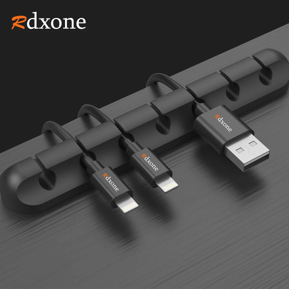 Rdxone USB Cable Winder Desktop Tidy Cable Organizer Management Clips Cable Holder For Mouse Headphone Earphone