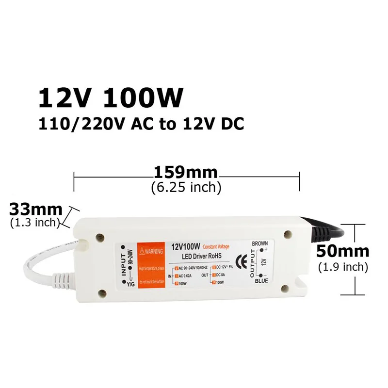 LED  Lighting Transformador 5V 60W 100W 12V 72W 100W Power Supply Adaptador AC 90-240V LED Driver For LED Strip