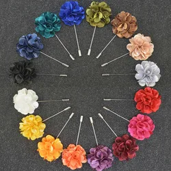 Handmade Men's Brooches Floral Lapel Pin for Men Suit Long Neddle Fabric Flower Brooch Pins for Wedding Fashion Mens Jewelry