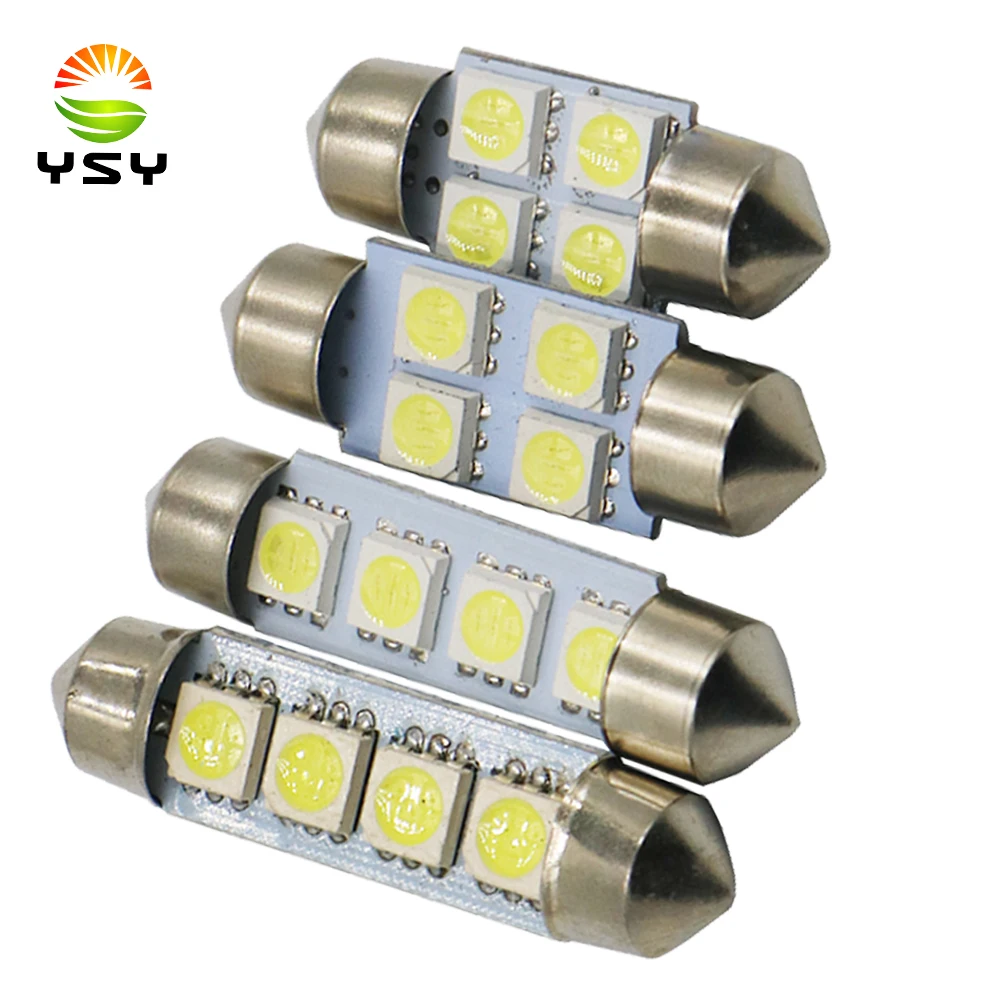 YSY 500pcs Festoon 5050 4SMD 31/36/39/41mm Car LED Auto light 12V White festoon C5W Car styling Interior Door read lights