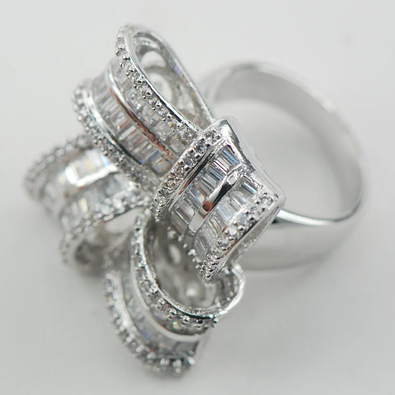 Micropave White Crystal Zircon 925 Sterling Silver Ring Size 7 8 9 A17