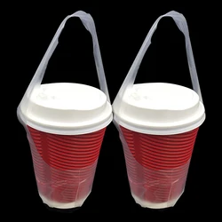 100Pcs/ Lot 12.5x23cm T-Shaped Bayonet Type Single Cup Carrier Packaging Bag Plastic Clear Portable Handle Beverage Package Bag