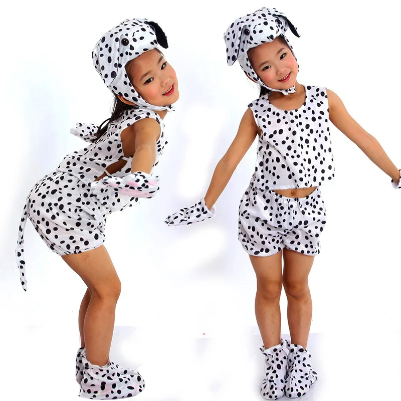 Children animal spotty dog costume top clothes pants shoes hat gloves set for kid baby