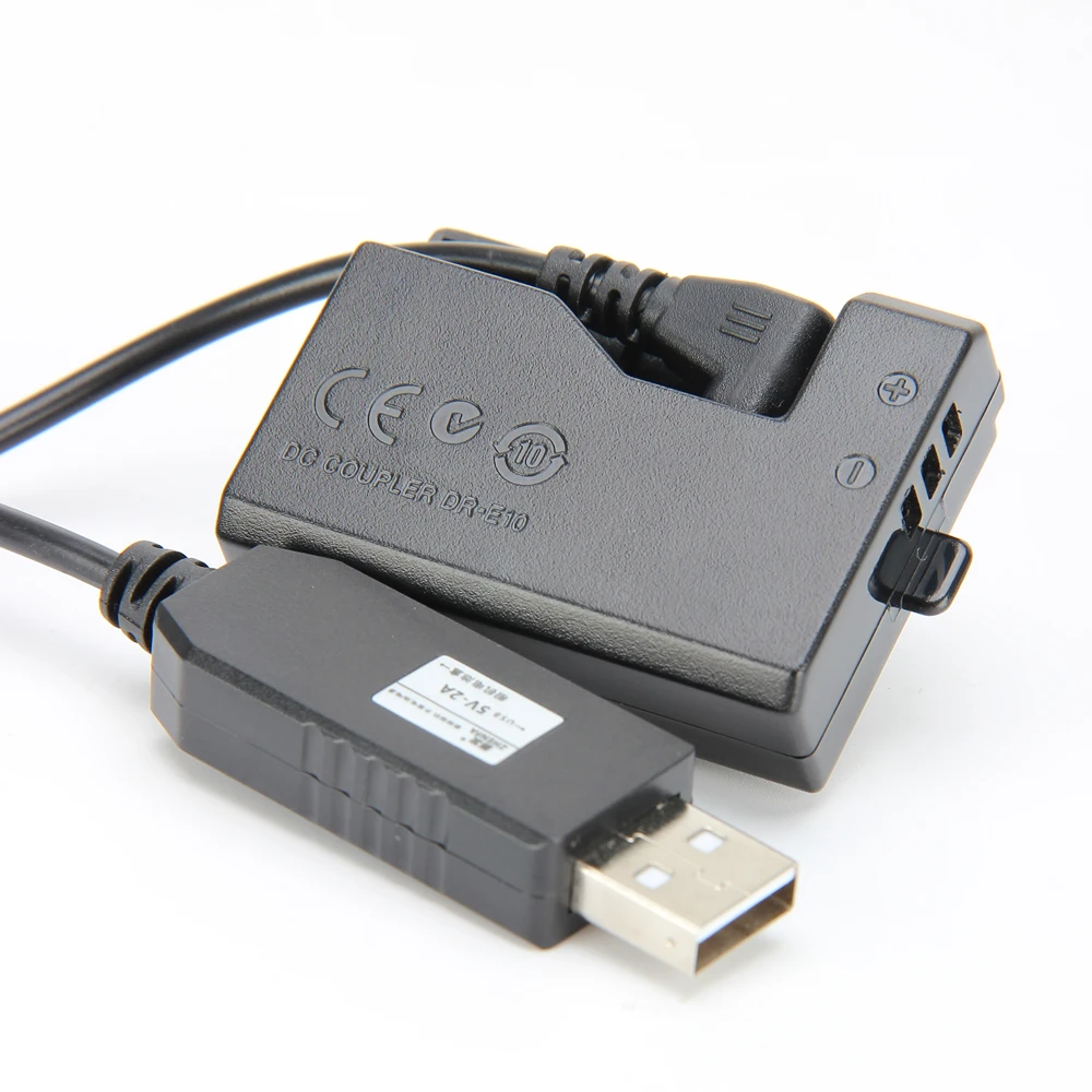 5V USB ACK-E10 Drive Cable Power adapter LP-E10 dummy battery DR-E10 DC Coupler grip for Canon EOS 1100D 1200D 1300D X50 X70 T3