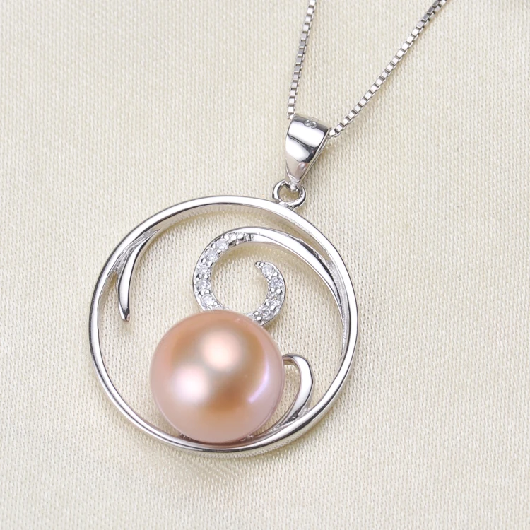 S925 Sterling Silver Pearl Pendant Settings Circle Flower Pearl Pendant Findings Silver Color 2Pieces/Lot