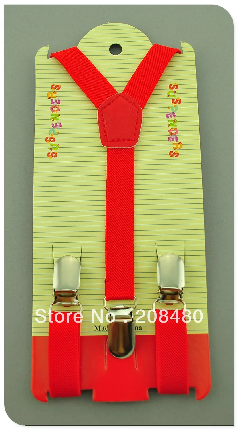 Free Shipping-1.5x65cm "Red" Kids Suspenders Children/Boys/Girls Suspender Elastic Braces Slim Suspenders-Wholesale & Retail