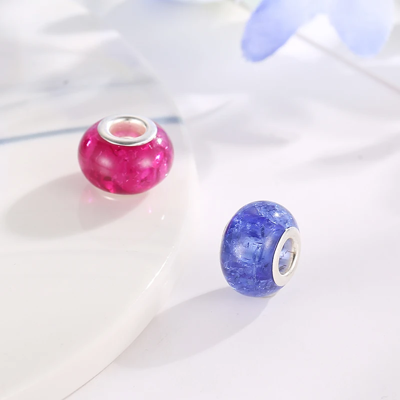 Neue Original Europäische Kunststoff-Muranoglas-Perle, Mehrfarbiger Regenbogen-Charm für Armbänder, DIY Damenschmuck – Detail 4