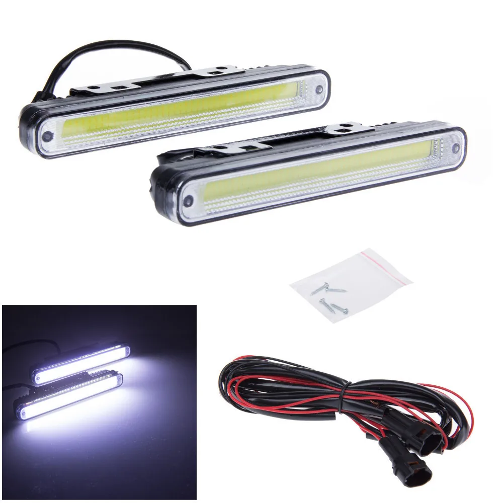 

Fog car lights with Protective tube and Stents 1pair 20cm Ultra-thin 12W COB LED Daytime Running Light LED DIY DRL