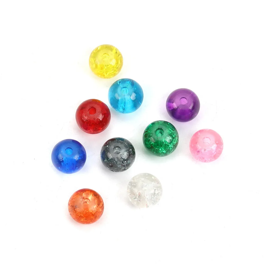 DoreenBeads 200 PCs randomly Mixed Crackle Glass Round Beads 6mm Dia. Findings (B04930). mixed at random (B04930), yiwu