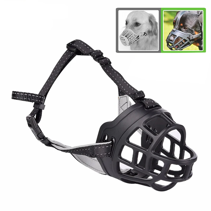 

Strong Soft Silicone Pet Mouth Cover For Large Dog Prevent Biting Barking Muzzle Adjustable Safe Dog Mask Ventilated Collars