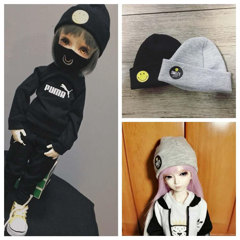 1PCS Fashion Blyth Hat Black Gray Smile Flexible Cap for 1/6 BJD Dolls Accessories