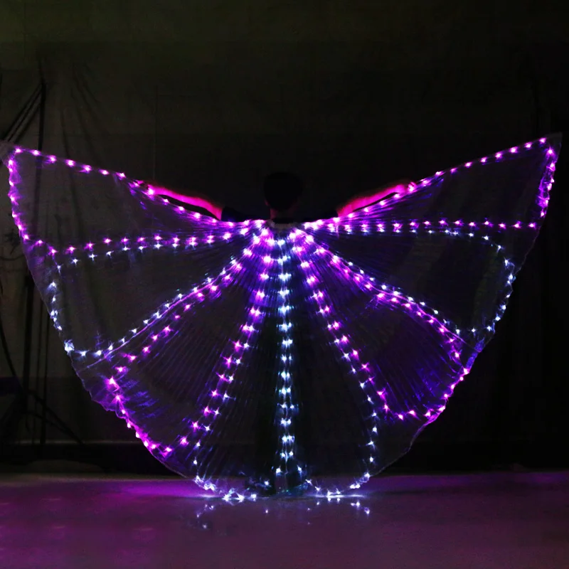 ผู้หญิงเครื่องแต่งกาย Belly Dance Isis ปีก LED Dancer 360 Stage PerformanceBelly เต้นรำปีกไม่มีที่มีสีสันปีก