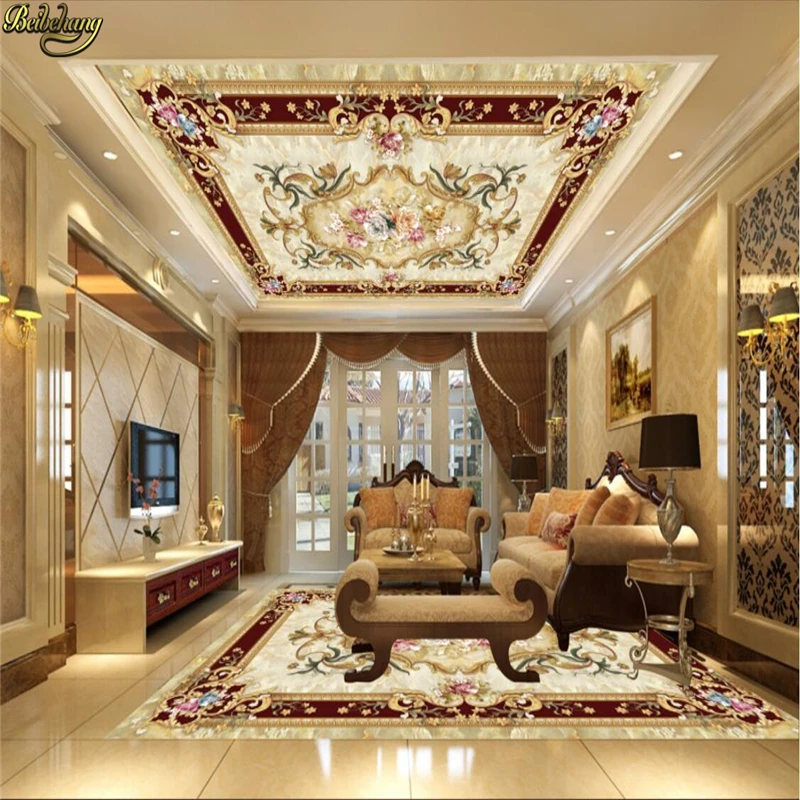 beibehang Custom photo self-adhesive 3D floor European style ceiling painting parquet photo wallpaper mural floor decoration