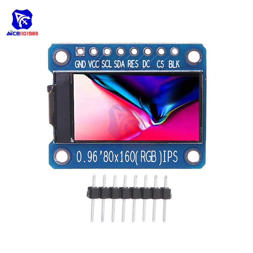 

0,96 дюймовый 7Pin полноцветный 80*160 TFT LCD IPS экран дисплей модуль SPI интерфейс ST7735 IC драйвер для Arduino C51 STM32 3,3 В