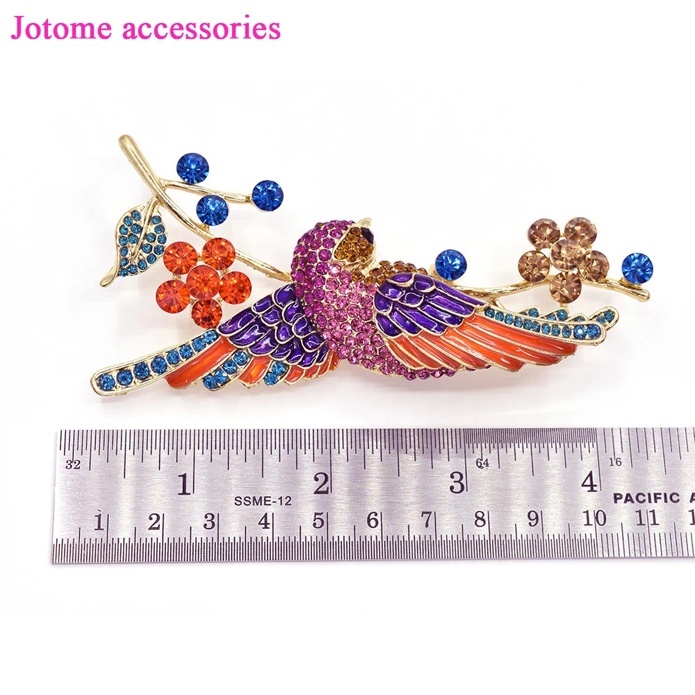 Wholesale large  Purple Orange Bird Brooch, Colorf Bird Brooch,  WeddingJewelry, Bird Brooch Pin