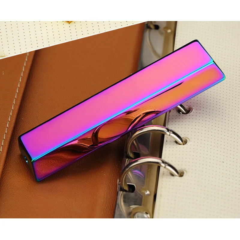 Fashion Mini Gold Bar USB Lighters Metal Ultra Thin Wire Windproof Rechargeable Cigar Lighter