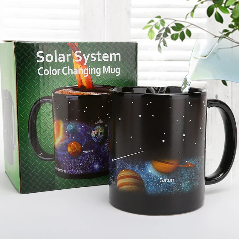 New design Solar system Magic Mugs,Temperature Changing Cup,Color Chameleon Mugs Heat Sensitive Cup Coffee Tea Mug Novelty Gift