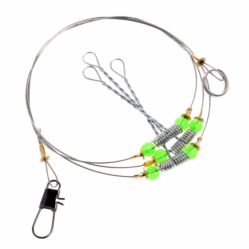 OOTDTY Fishing Hooks Anti-Winding Swivel String Sea Fishing Hook Steel Rigs Wire Leader Fish Hooks