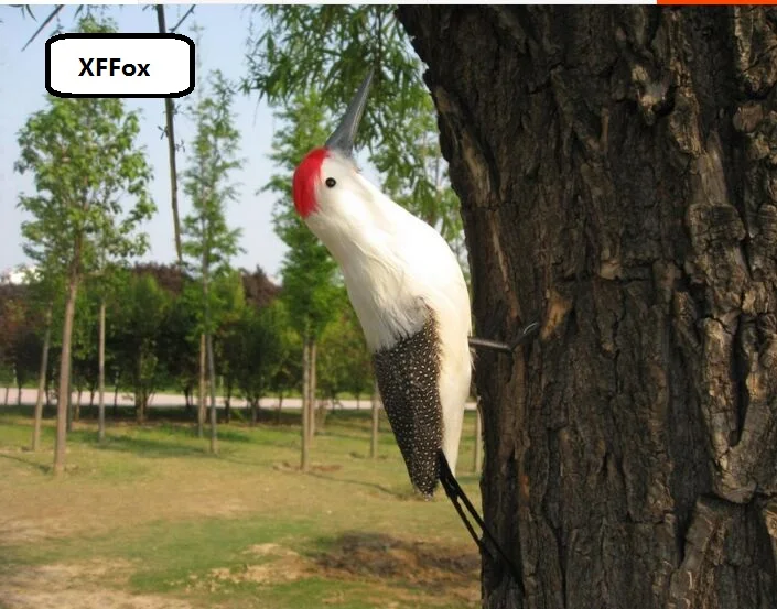 

cute simulation woodpecker model foam&furs white bird gift about 35cm xf0421