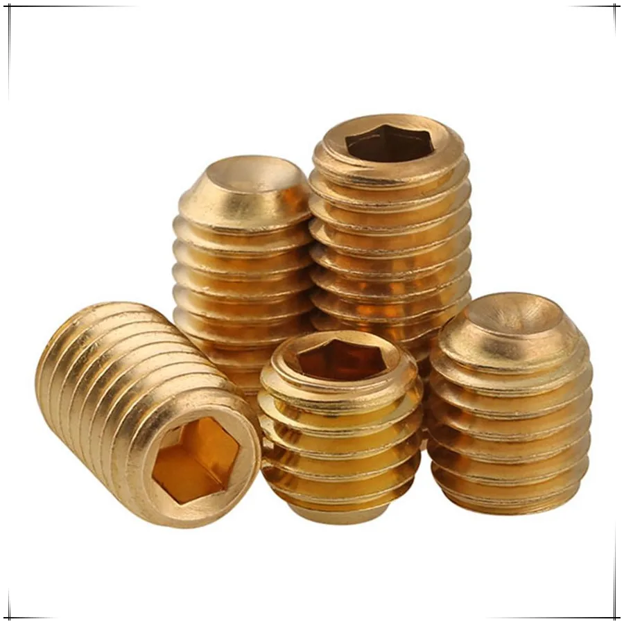 M8 M10 DIN916 무두볼트 Brass Hexagon Socket винтоверт Set Screws With Cup Point 50pcs/lot