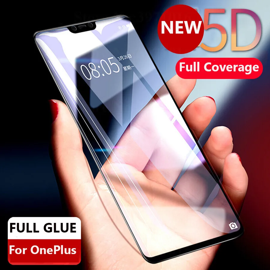 

5D Premium Full Glue Tempered Glass for OnePlus 7 6T Screen Protector OnePlus 6 Protective Film Full Coverage OnePlus 5T 5 3 3T