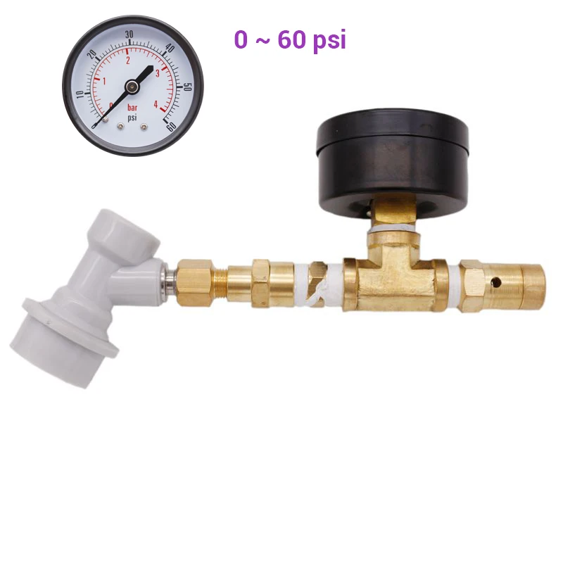 Ball Lock Spunding Valve with Gauge Adjustable Pressure Relief Valve Assembly with Gauge Beer Brewing Equipment