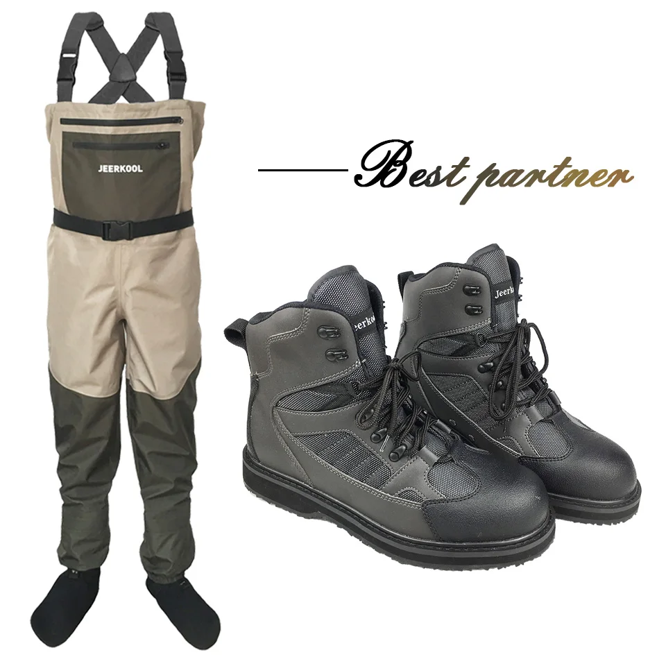 

Fly Fishing Waders Hunting Wading Pants and Shoes with Rubber Sole Waterproof Suit Outdoor Overalls Work Upstream Clothes DXR1